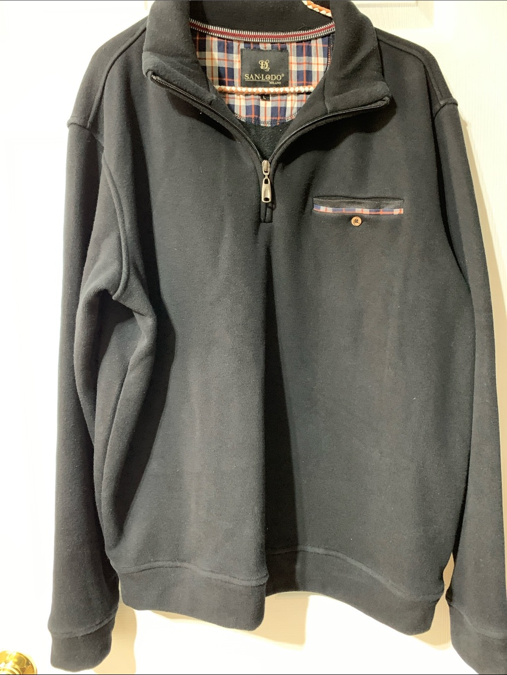 San Lodo Milano Men’s Black Quarter-Zip Pullover Sweater size large